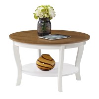 Convenience Concepts American Heritage Round Coffee Table With Shelf Driftwoodwhite