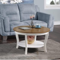 Convenience Concepts American Heritage Round Coffee Table With Shelf Driftwoodwhite