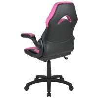 X10 Gaming Chair Racing Office Ergonomic Computer Pc Adjustable Swivel Chair With Flip-Up Arms, Pink/Black Leathersoft