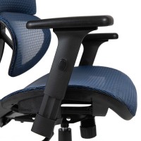 Ergonomic Mesh Office Chair With 2-To-1 Synchro-Tilt, Adjustable Headrest, Lumbar Support, And Adjustable Pivot Arms In Blue