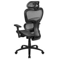 Ergonomic Mesh Office Chair With 2-To-1 Synchro-Tilt, Adjustable Headrest, Lumbar Support, And Adjustable Pivot Arms In Gray