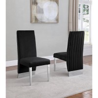 Tufted Velvet Upholstered Dining Chair 4 Colors to Choose Set of 2 Black