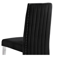 Tufted Velvet Upholstered Dining Chair 4 Colors to Choose Set of 2 Black