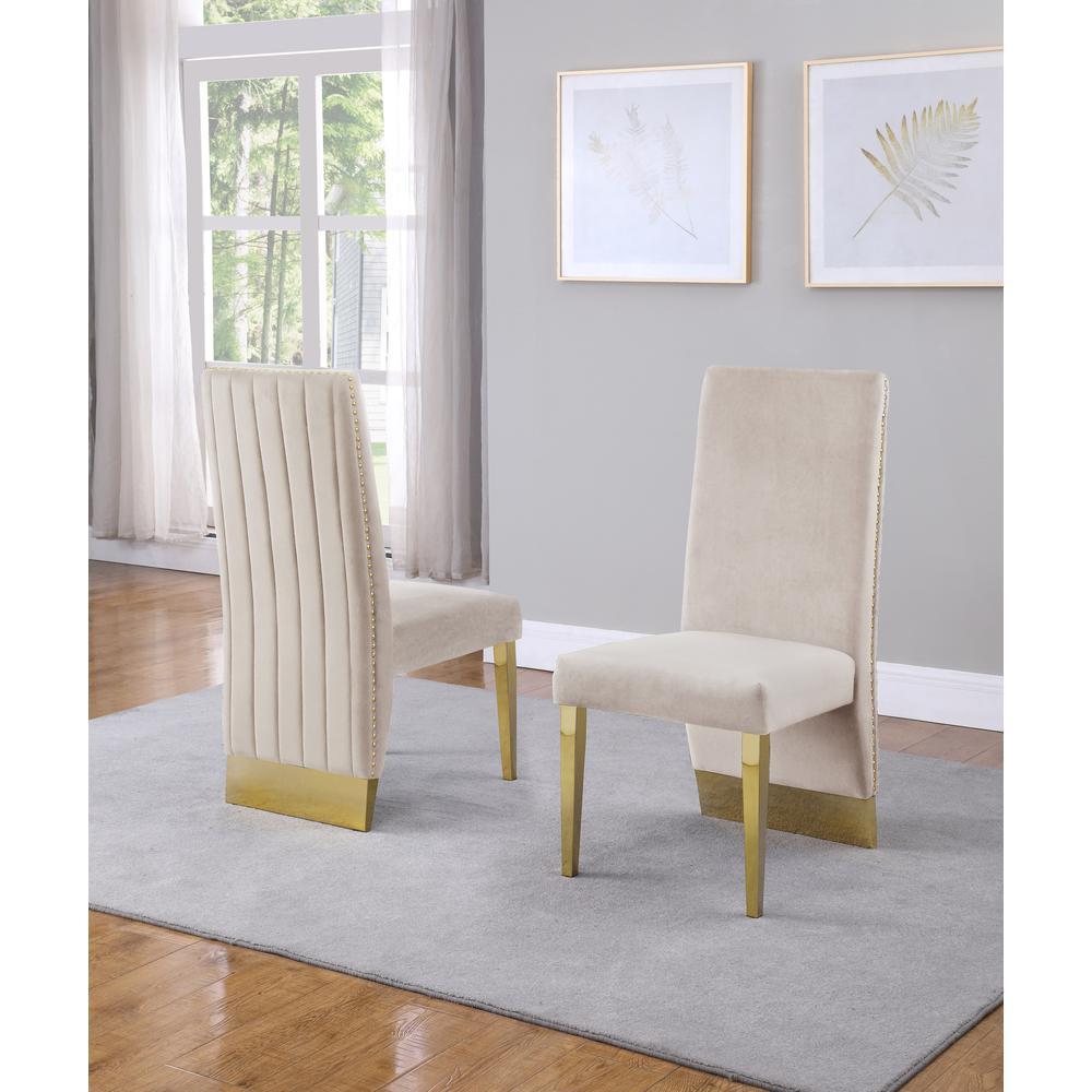 Tufted Velvet Upholstered Side Chair 4 Colors to Choose Set of 2 Cream