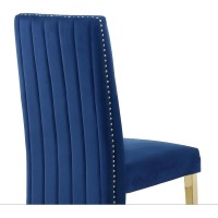 Tufted Velvet Upholstered Side Chair 4 Colors to Choose Set of 2 Navy