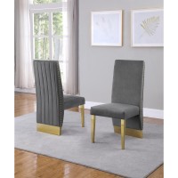 Tufted Velvet Upholstered Side Chair 4 Colors to Choose Set of 2 Dark grey