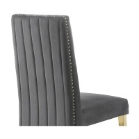 Tufted Velvet Upholstered Side Chair 4 Colors to Choose Set of 2 Dark grey