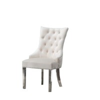 Tufted Velvet Upholstered Side Chairs 4 Colors to Choose Set of 2 Cream 710