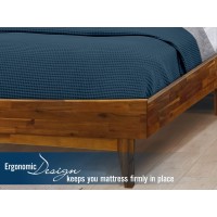 Acacia Aurora Wooden Bed Frame With Headboard, Solid Wood Platform Bed, Easy Assembly, No Box Spring Needed, King (U.S. Standard), Caramel, 14 Inch, V1