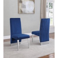 Tufted Velvet Upholstered Dining Chair 4 Colors to Choose Set of 2 Navy