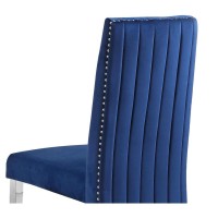 Tufted Velvet Upholstered Dining Chair 4 Colors to Choose Set of 2 Navy