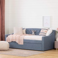 South Shore Furniture Tiara Upholstered Daybed with Trundle Blue