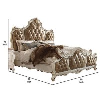 Benjara Button Tufted Eastern King Bed With Crown Top And Scrolled Legs, Brown