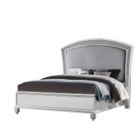 Benjara Modern Style Wooden Eastern King Bed With Bun Feet Legs, Gray