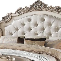 Benjara California King Size Bed With Scalloped Engraving Details, Gold