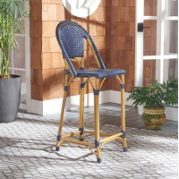 Safavieh Pat4038D Outdoor Collection Zaid Navy Stackable 30-Inch Bar Stool