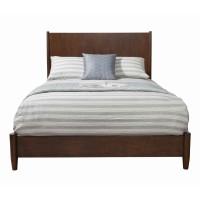 Benjara Mid Century Modern Wooden Full Size Bed With Round Legs, Brown