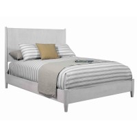 Benjara Mid Century Modern Wooden Standard King Bed With Round Legs, Gray
