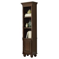 Benjara Traditional Wooden Right Pier With 1 Cabinet And 3 Shelves, Brown