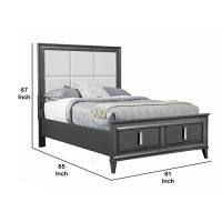 Benjara Transitional California King Storage Bed With Fabric Headboard, Gray, Cream