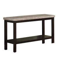 Benjara Wood And Marble Console Table With Open Shelf, Brown