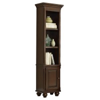 Benjara Traditional Wooden Left Pier With 1 Cabinet And 3 Shelves, Brown