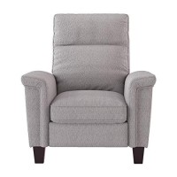 Benjara Wooden Push Back Reclining Chair With Tapered Block Feet, Gray