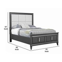 Benjara Transitional Standard King Storage Bed With Fabric Headboard, Gray, Cream