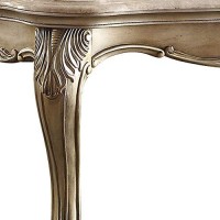 Benjara Traditional Wooden Cocktail Table With Marble Top And Carved Details, Gold