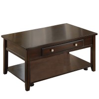 Benjara Wooden Coffee Table With 1 Drawer And 1 Open Shelf, Brown