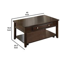 Benjara Wooden Coffee Table With 1 Drawer And 1 Open Shelf, Brown