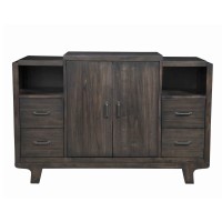 Benjara 5 Drawer Transitional Wooden Server With 2 Door Compartment, Brown