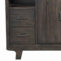 Benjara 5 Drawer Transitional Wooden Server With 2 Door Compartment, Brown