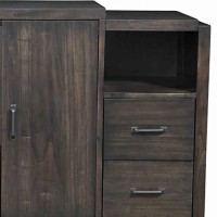 Benjara 5 Drawer Transitional Wooden Server With 2 Door Compartment, Brown