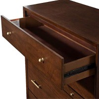 Benjara 4 Drawer Mid Century Modern Wooden Chest With Pull Out Tray, Brown