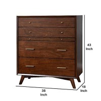 Benjara 4 Drawer Mid Century Modern Wooden Chest With Pull Out Tray, Brown