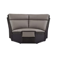 Benjara Wooden Corner Pocket Coil Seating, Gray And Brown