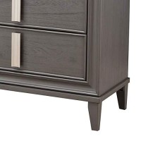 Benjara 6 Drawer Transitional Style Wood Dresser With Metal Pulls, Gray