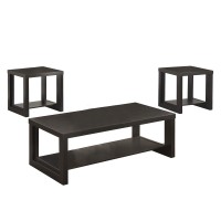 Benjara Wooden Rectangle Shaped Cocktail 2 End Tables, Black