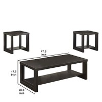 Benjara Wooden Rectangle Shaped Cocktail 2 End Tables, Black