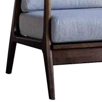 Benjara Dual Tone Wood And Fabric Lounge Chair With Curved Arms, Gray, Brown