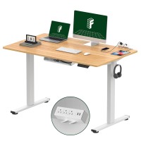 Flexispot En2 Wholepiece Standing Desk With Clamp Power Strip 48 X 24 Electric Stand Up Height Adjustable Desk With Cable Mana