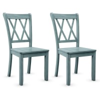 Giantex Set Of 2 Dining Chairs, Rubber Wood Dining Room Chair, Farmhouse Dining Side Chairs, Max Load 400 Lbs, Wooden Kitchen Chairs For Home Kitchen, Dining Room