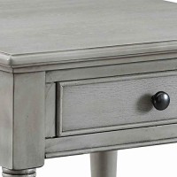 Benjara 1 Drawer Wooden End Table With Open Bottom Shelf And Turned Legs, Gray