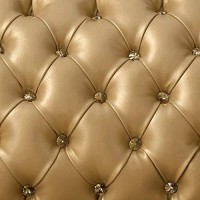 Benjara Traditional Button Tufted Leatherette Chair With Carved Details, Gold