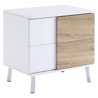 Benjara Transitional Wooden Dual Tone End Table With 2 Drawers, White