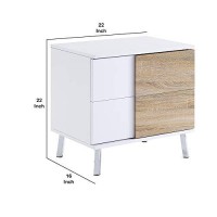 Benjara Transitional Wooden Dual Tone End Table With 2 Drawers, White