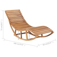 Vidaxl Daybed, Rocking Sun Lounger With Cushion, Wooden Sun Lounger For Poolside Deck Garden Porch Balcony, Retro Style, Solid Wood Teak