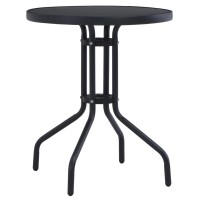 vidaXL Garden Table Black 315 Steel and Glass 47253