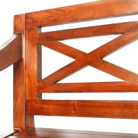 Vidaxl Solid Mahogany Wood Batavia Bench Backrest Armrest Rustic Sturdy Versatile Home Office Kitchen Dinner Furniture 38.6